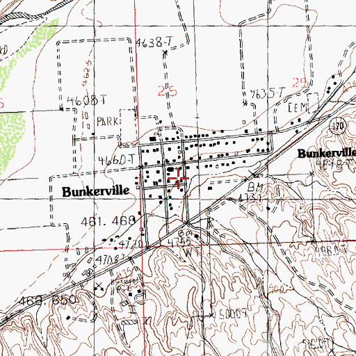 Topographic Map of Bunkerville Post Office, NV
