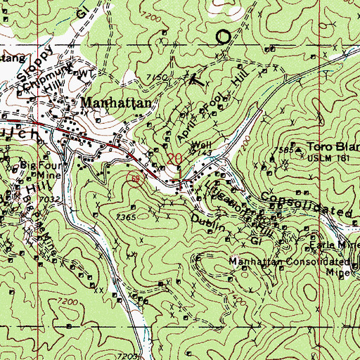 Topographic Map of Manhattan Post Office, NV