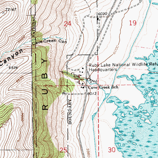 Topographic Map of Cave Creek Post Office (historical), NV