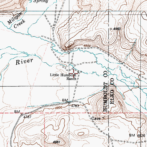 Topographic Map of Buttons Post Office (historical), NV