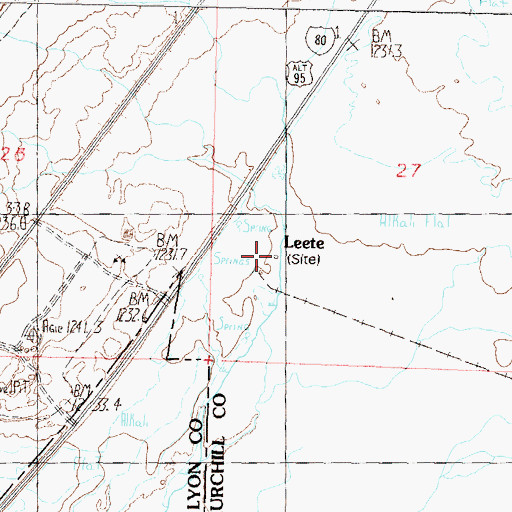 Topographic Map of Leete Post Office (historical), NV