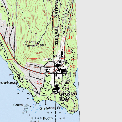 Topographic Map of Crystal Bay Post Office, NV