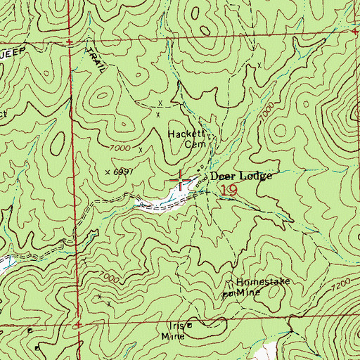 Topographic Map of Deerlodge Post Office (historical), NV