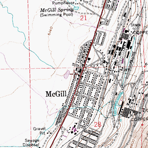 Topographic Map of McGill Post Office, NV