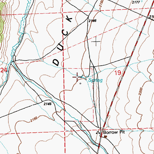 Topographic Map of Duck Creek Post Office (historical), NV