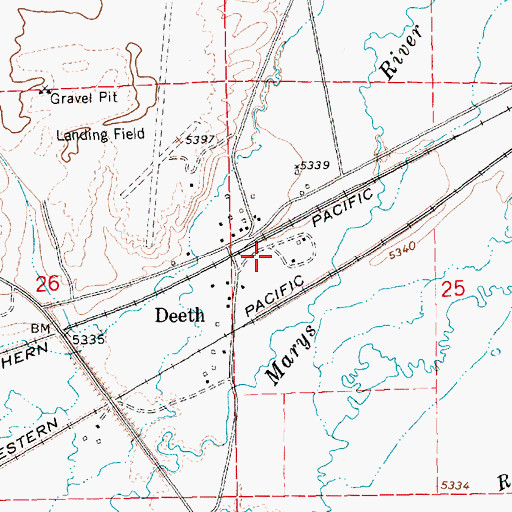 Topographic Map of Deeth Post Office, NV