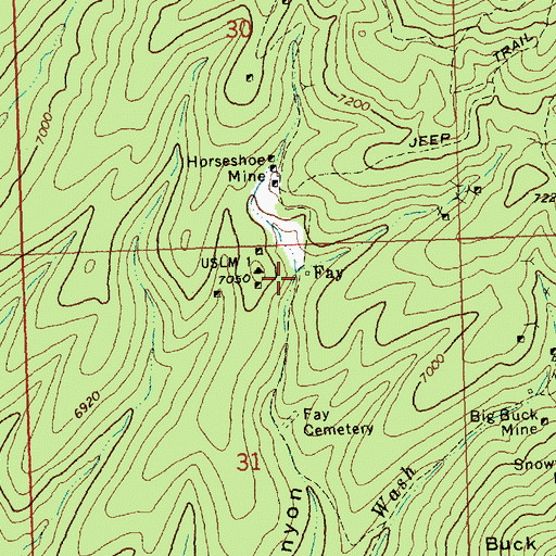 Topographic Map of Fay Post Office (historical), NV