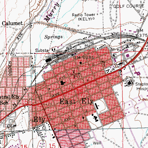 Topographic Map of East Ely Station Post Office, NV