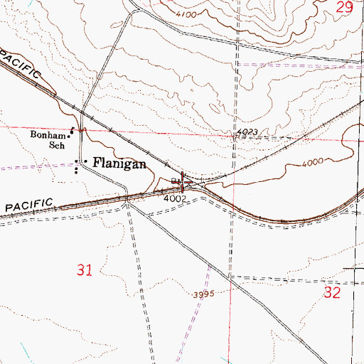 Topographic Map of Flanigan Post Office (historical), NV
