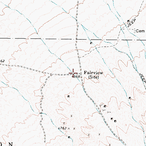 Topographic Map of Fairview Post Office (historical), NV