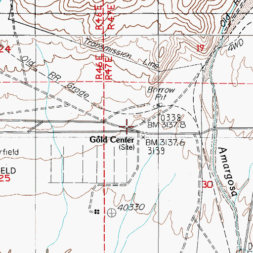 Topographic Map of Gold Center Post Office (historical), NV