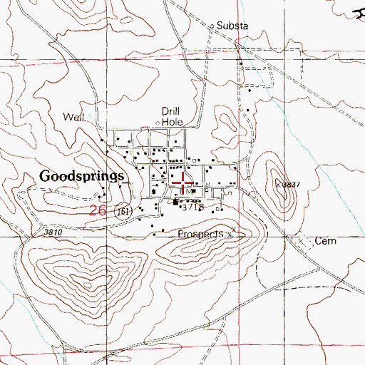 Topographic Map of Goodsprings Rural Station Post Office, NV
