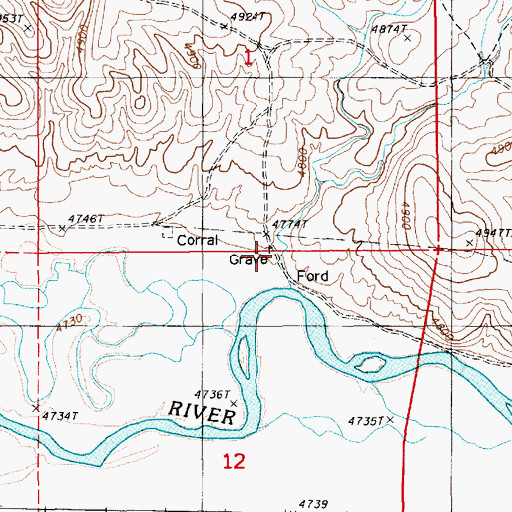 Topographic Map of Gravelly Ford Post Office (historical), NV