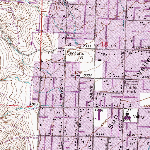Topographic Map of Sun Valley Post Office, NV
