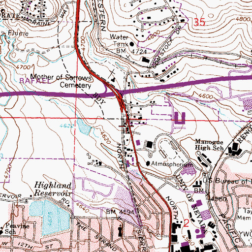 Topographic Map of University Reno Post Office, NV