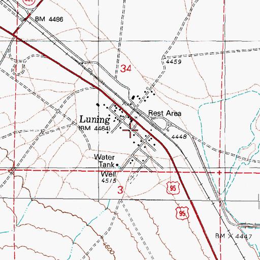 Topographic Map of Luning Post Office, NV