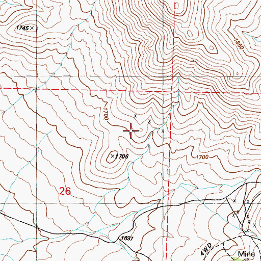 Topographic Map of Noble Mine, NV