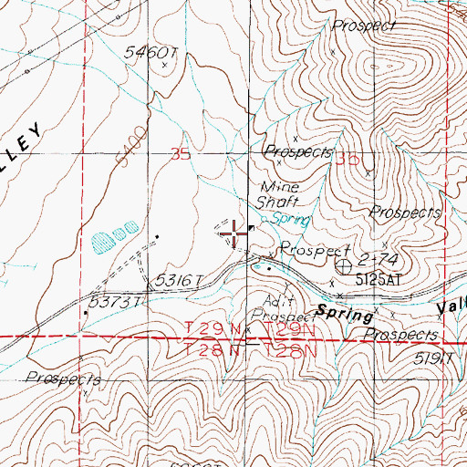 Topographic Map of Fitting Fault Mine, NV