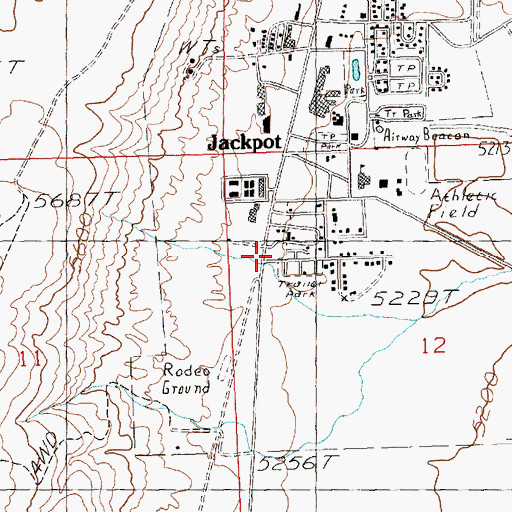 Topographic Map of Jackpot Post Office, NV