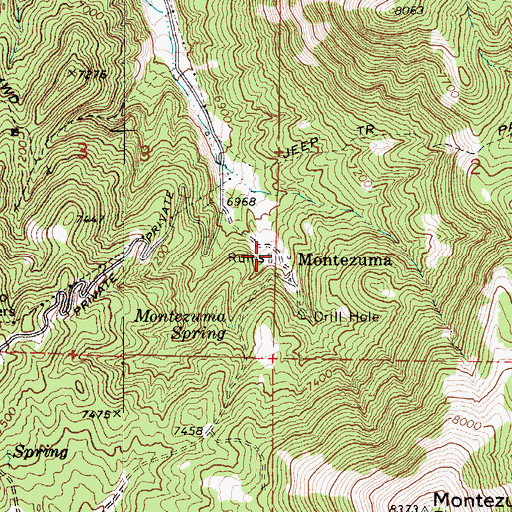 Topographic Map of Montezuma Post Office (historical), NV