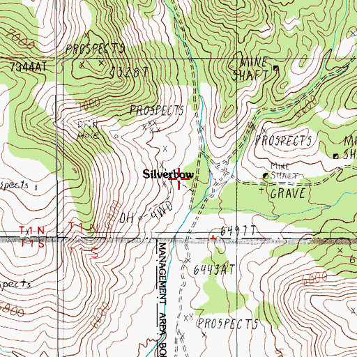 Topographic Map of Silver Bow Post Office (historical), NV