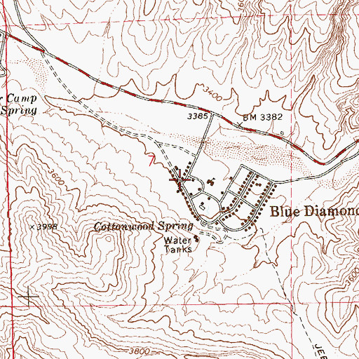 Topographic Map of Blue Diamond Post Office, NV