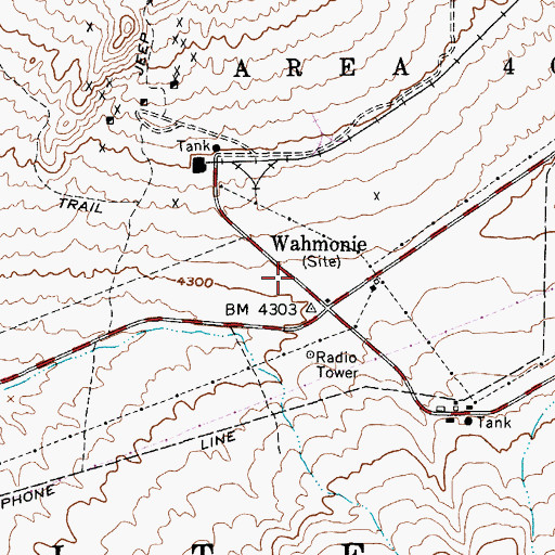 Topographic Map of Wahmonie Post Office (historical), NV