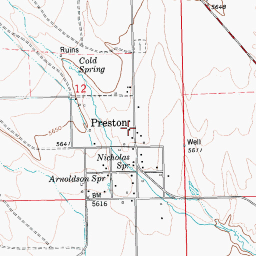 Topographic Map of Preston Post Office (historical), NV