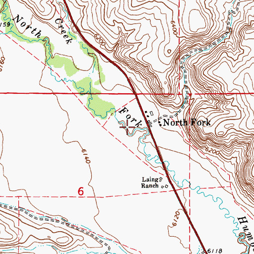 Topographic Map of North Fork Post Office (historical), NV