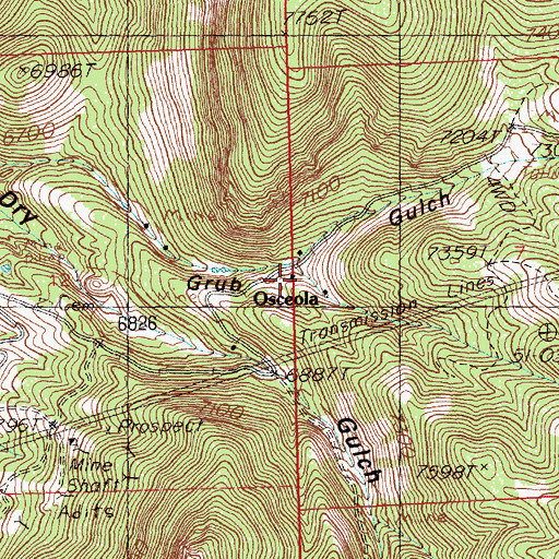 Topographic Map of Osceola Post Office (historical), NV