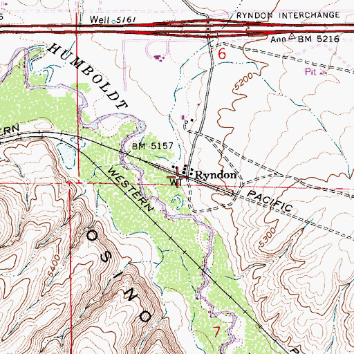 Topographic Map of Ryndon Post Office (historical), NV