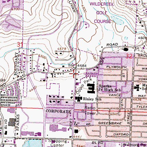 Topographic Map of Auburn Post Office, NV