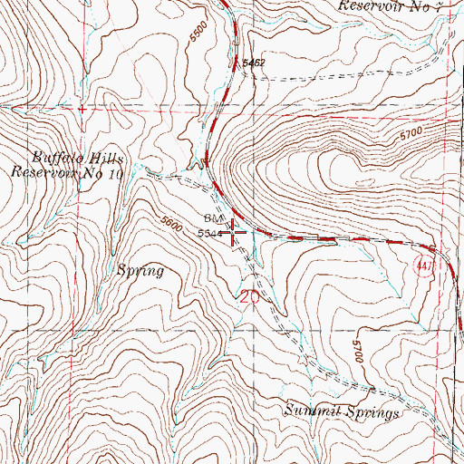 Topographic Map of Summit Springs Post Office (historical), NV