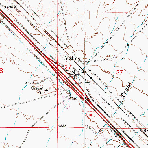 Topographic Map of Valmy Post Office, NV