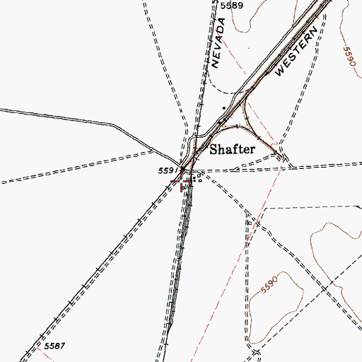 Topographic Map of Shafter Post Office (historical), NV