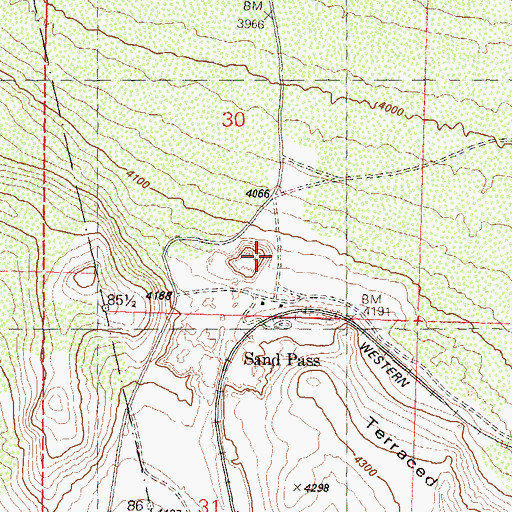 Topographic Map of Sandpass Post Office (historical), NV
