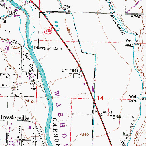 Topographic Map of Twelve Mile House Post Office (historical), NV
