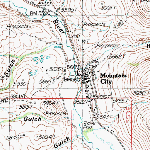 Topographic Map of Mountain City Post Office, NV