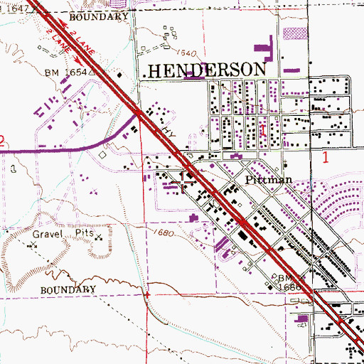 Topographic Map of Pittman Station Post Office, NV