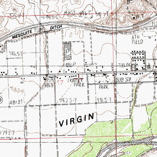 Topographic Map of Mesquite Post Office, NV