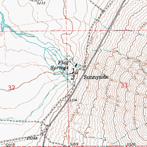 Topographic Map of Sunnyside Post Office (historical), NV
