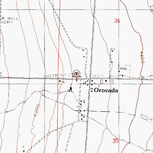 Topographic Map of Orovada Post Office, NV