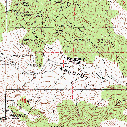 Topographic Map of Kennedy Post Office (historical), NV