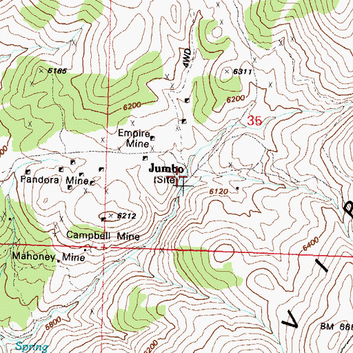 Topographic Map of Jumbo Post Office (historical), NV