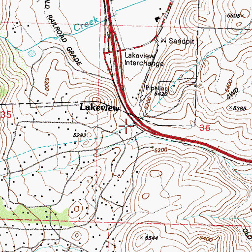 Topographic Map of Lake View Post Office (historical), NV