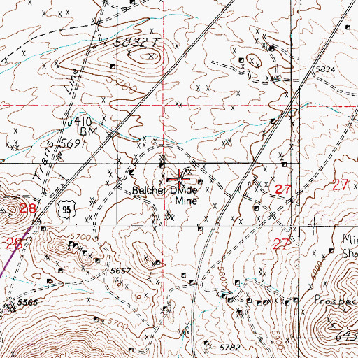Topographic Map of Divide Post Office (historical), NV
