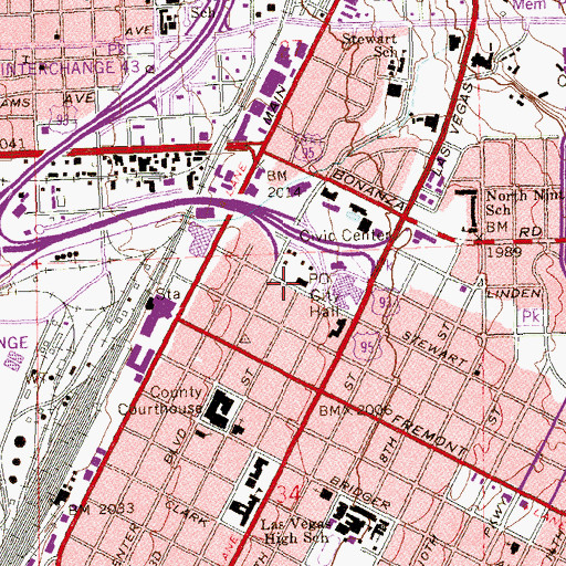 Topographic Map of Downtown Station Post Office, NV