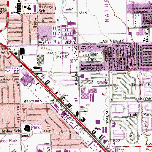 Topographic Map of Huntridge Post Office, NV