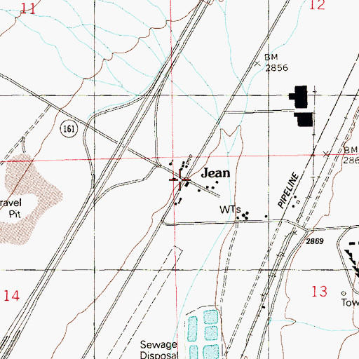 Topographic Map of Jean Post Office, NV