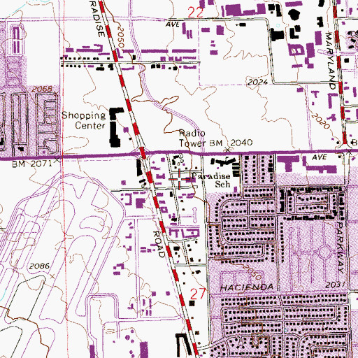 Topographic Map of Paradise Valley Post Office, NV